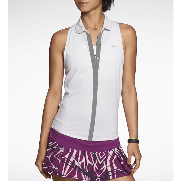 NEW Women's Medium NIKE Dri-FIT Touch Sleeveless Top Grey Heather 598267 051 - Picture 2 of 5